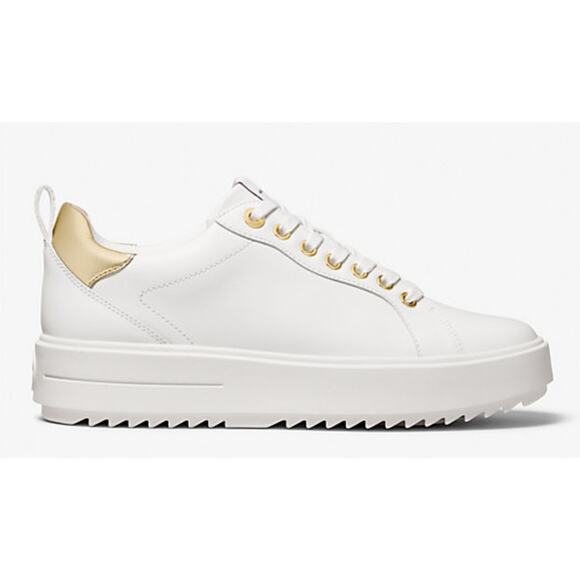 NEW Michael Kors Emmett Lace Up Leather Sneaker White SZ 8.5 - Picture 1 of 4